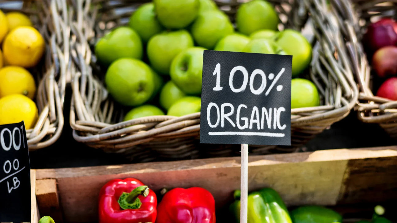 fruit and vegetables in baskets