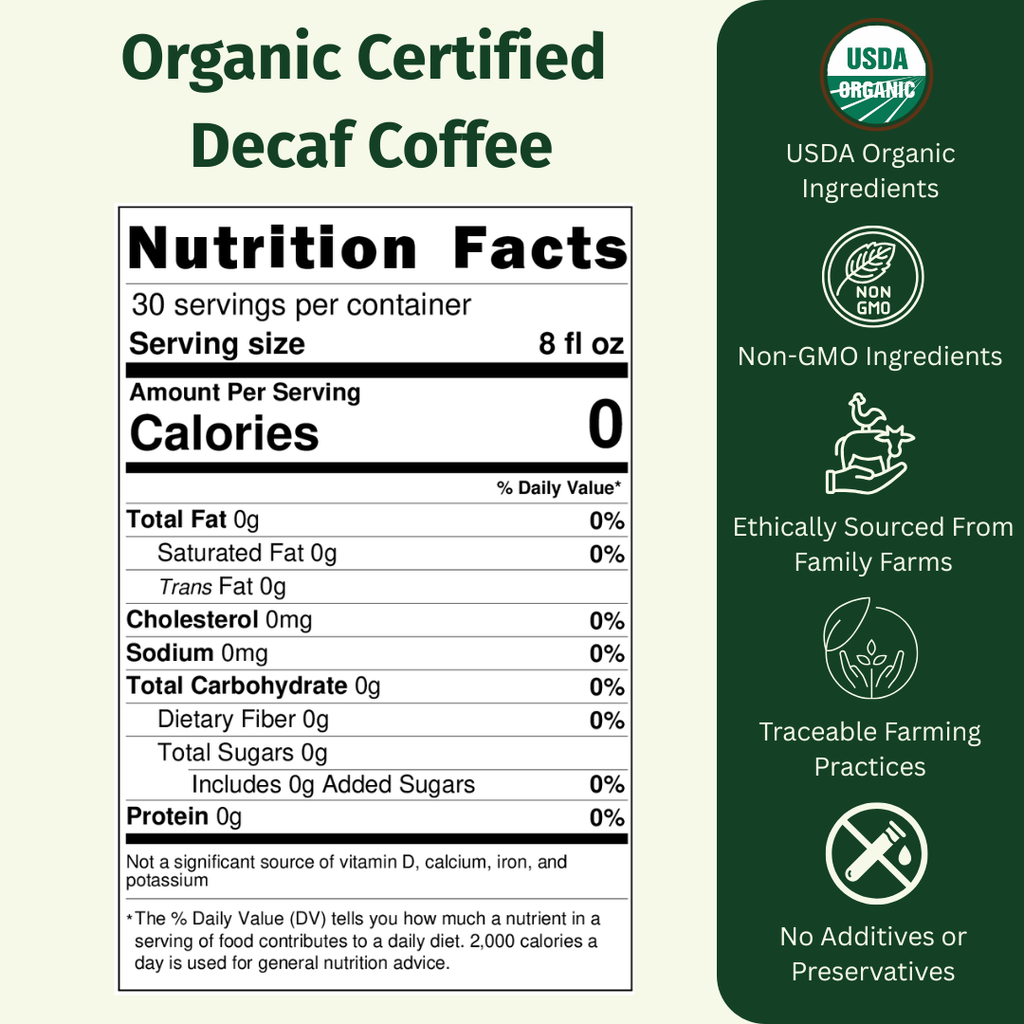 Organic Certified Swiss Water Processed Decaf Coffee 10g K-Cup (30 Count)