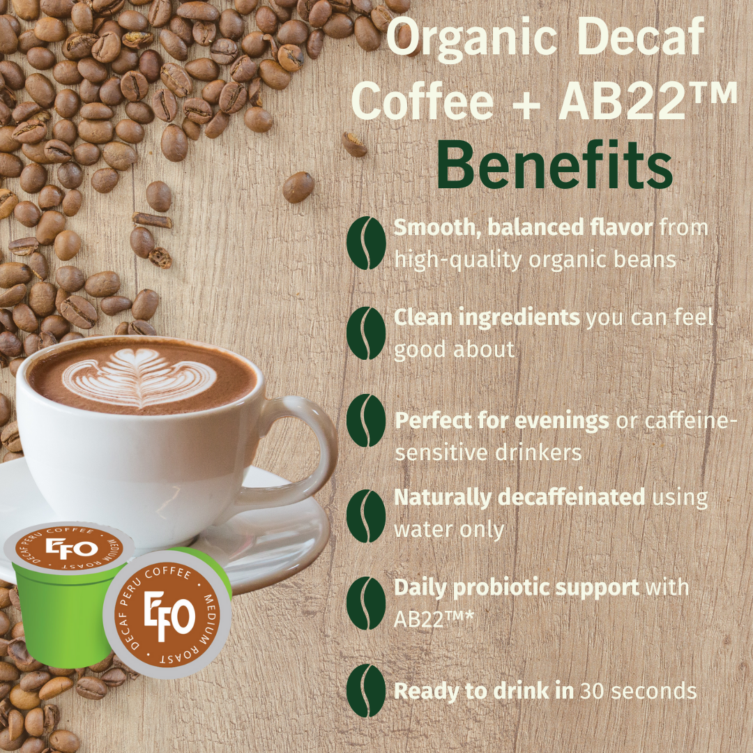 Organic Certified Swiss Water Processed Decaf Coffee 10g K-Cup with Probiotics (30 Count) - EarthFirst Organic