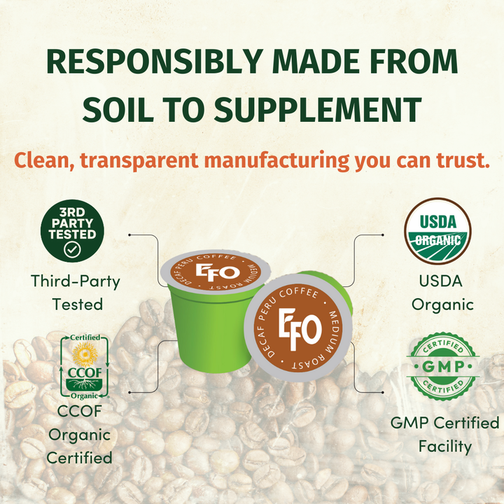 Organic Certified Swiss Water Processed Decaf Coffee 10g K-Cup with Probiotics (30 Count) - EarthFirst Organic