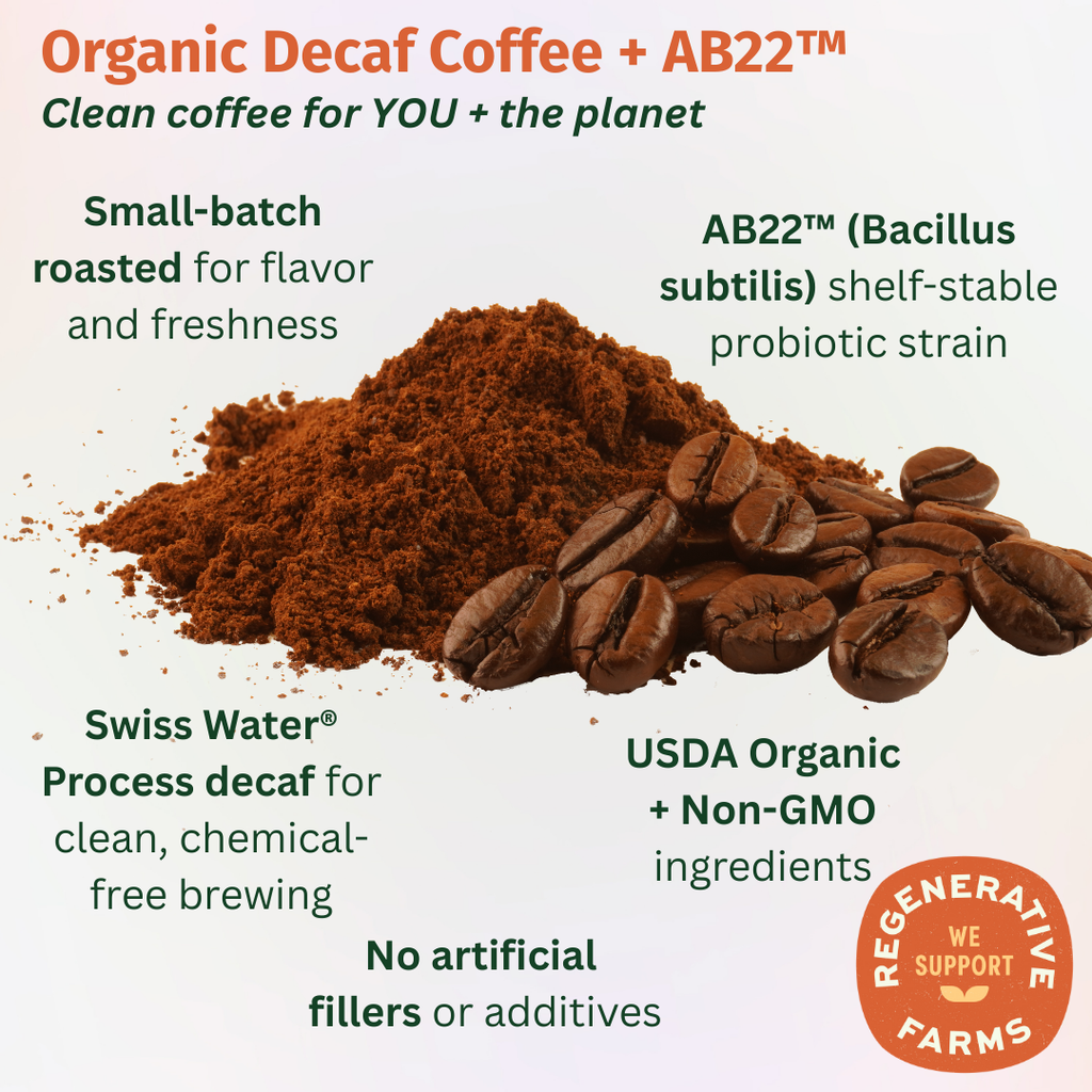 Organic Certified Swiss Water Processed Decaf Coffee 10g K-Cup with Probiotics (30 Count)