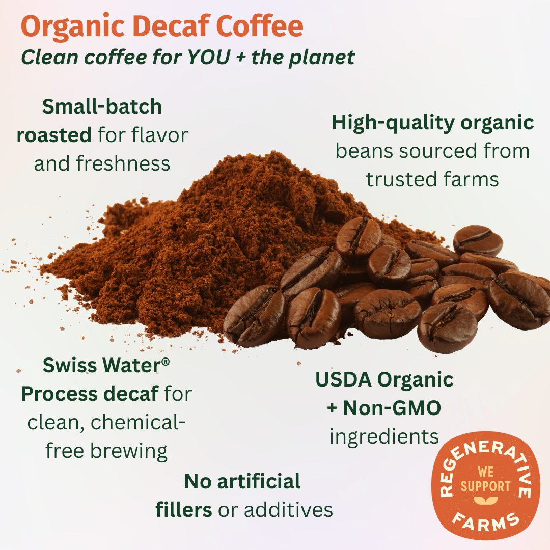 EarthFirst Organic Swiss Water Process Decaf Coffee sachet bundle showing four individual coffee sachets with eco-friendly packaging.