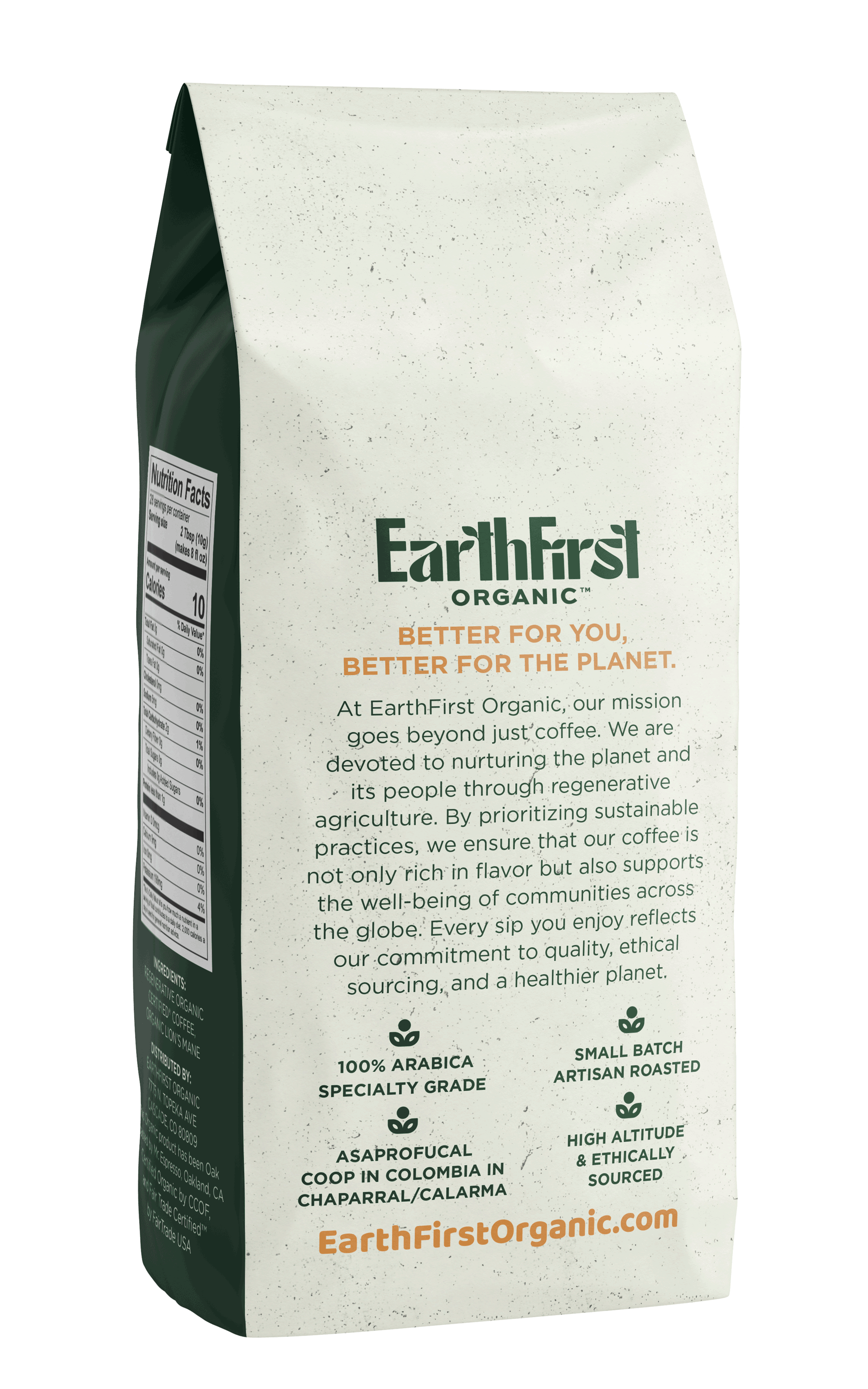 Regenerative Organic Certified Medium-Dark Roast Coffee with 500 MG's ROC Lion's Mane Mushrooms
