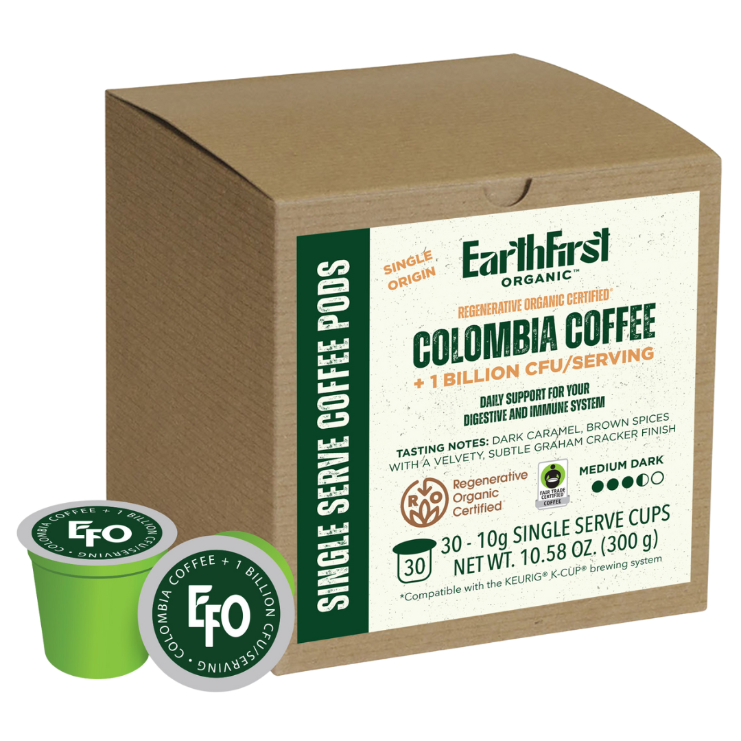 ROC Colombian Medium -Dark Roast 10g K-Cup with Probiotics (30 Count) - EarthFirst Organic