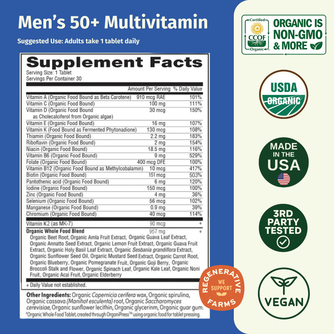 Men's 50+ Multivitamin Once Daily - EarthFirst Organic
