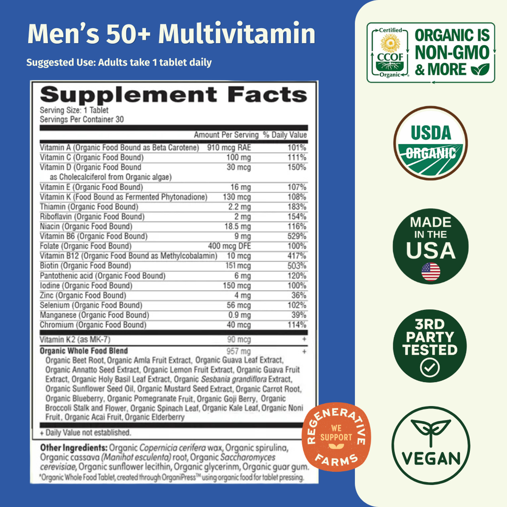 Men's 50+ Multivitamin Once Daily - EarthFirst Organic