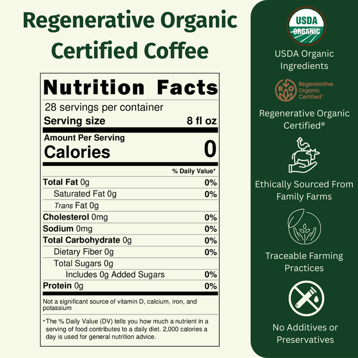 Regenerative Organic Certified Medium-Dark Roast Coffee - EarthFirst Organic