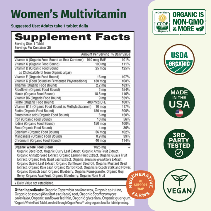 Women's Multivitamin Once Daily - EarthFirst Organic