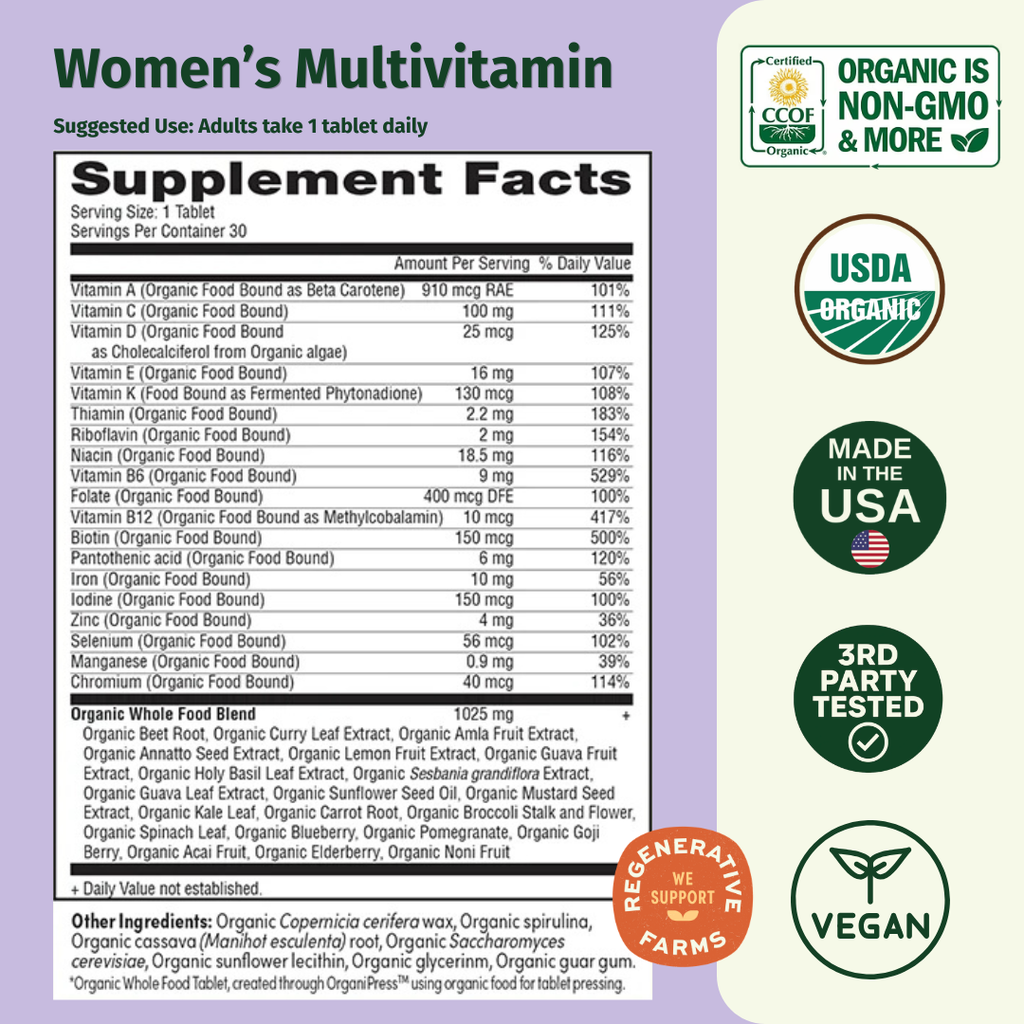 Women's Multivitamin Once Daily - EarthFirst Organic