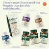 EarthFirst Organic Women's Multivitamin supplement bottle with colorful label, showcasing daily health vitamins for women.