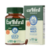 EarthFirst Organic men's multivitamin bottle with 60 capsules, showing the label and supplement details.