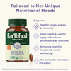 EarthFirst Organic Women's 50+ Multivitamin bottle with 30 tablets, showcasing benefits for health and wellness in daily nutrition.