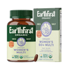 EarthFirst Organic Women's 50+ Multivitamin bottle with 60 tablets, featuring colorful label and supplement details.