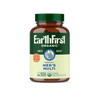 EarthFirst Organic men's multivitamin bottle with capsules, showing the label and supplement details.